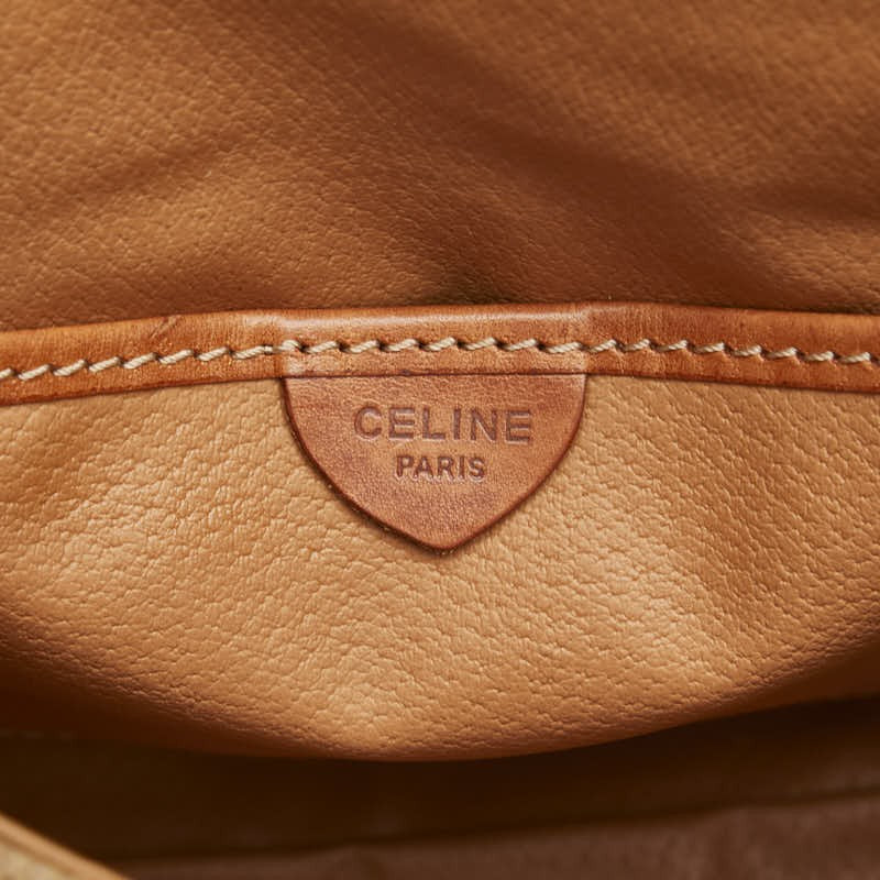 CELINE shoulder bag Purse Macadam Beige Brown PVC Leather Women's Authentic Used