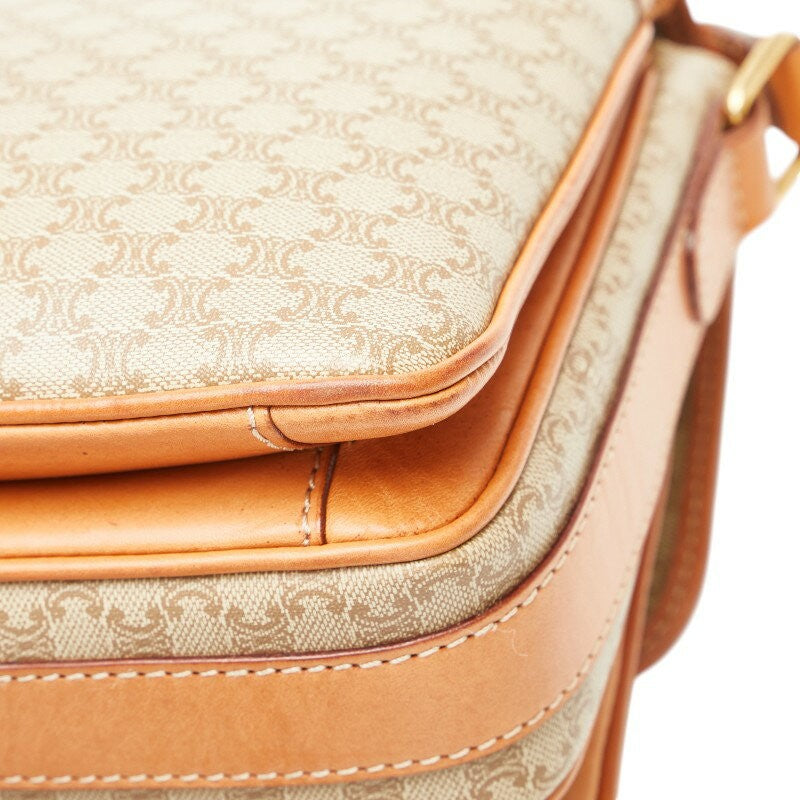 CELINE shoulder bag Purse Macadam Beige Brown PVC Leather Women's Authentic Used