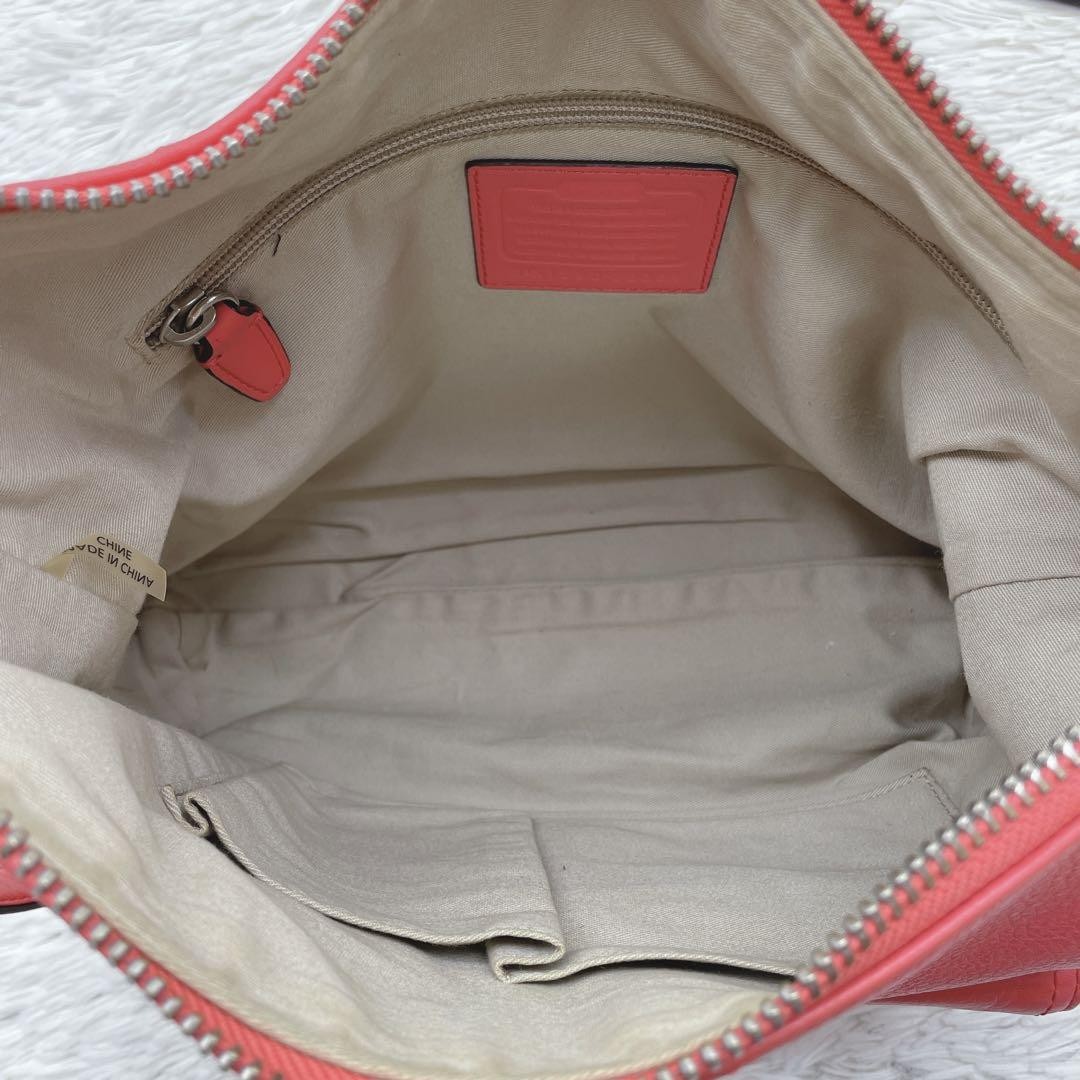 COACH Shoulder Bag Purse 2way Turn Lock Leather Orange Authentic