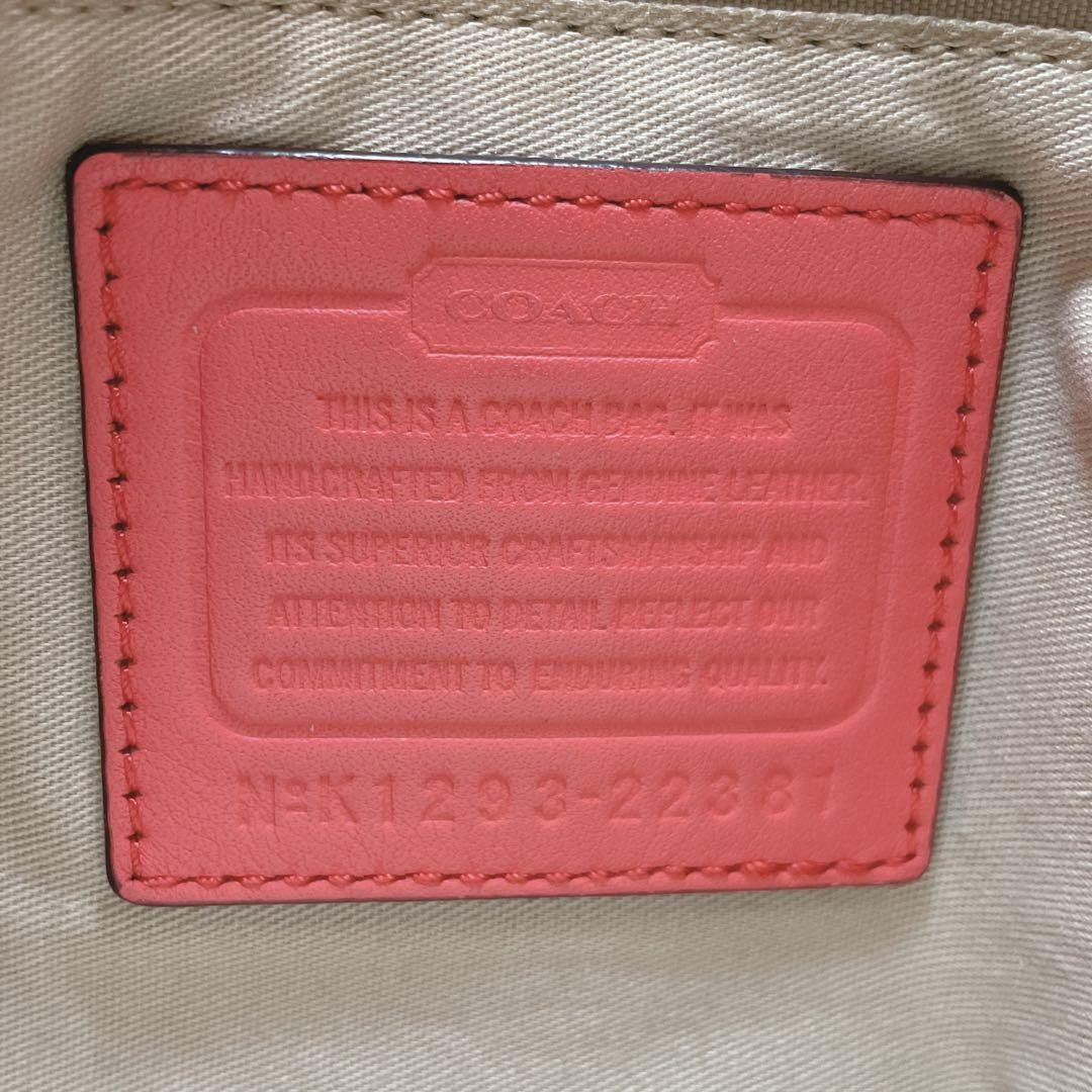 COACH Shoulder Bag Purse 2way Turn Lock Leather Orange Authentic