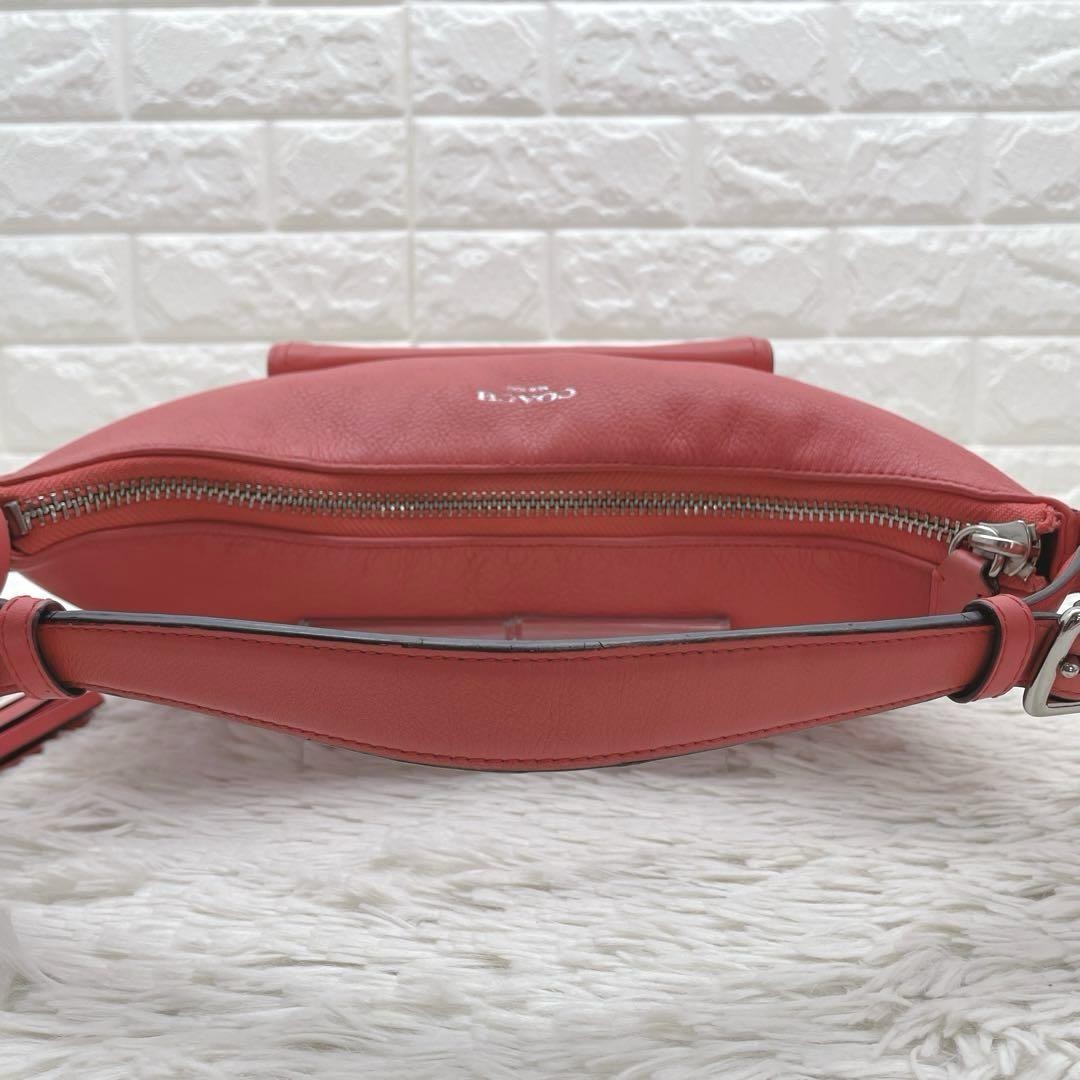 COACH Shoulder Bag Purse 2way Turn Lock Leather Orange Authentic