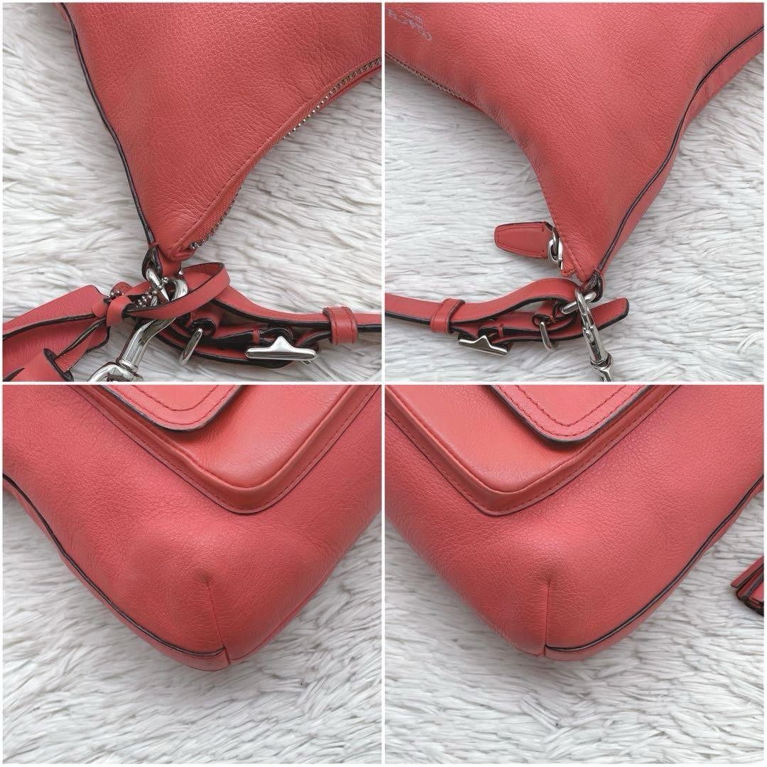 COACH Shoulder Bag Purse 2way Turn Lock Leather Orange Authentic