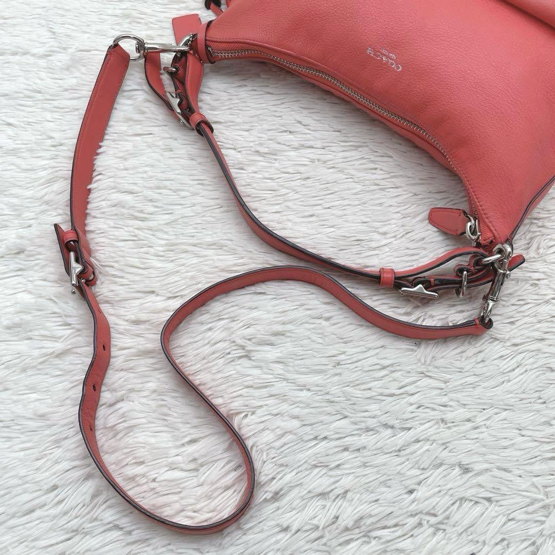 COACH Shoulder Bag Purse 2way Turn Lock Leather Orange Authentic