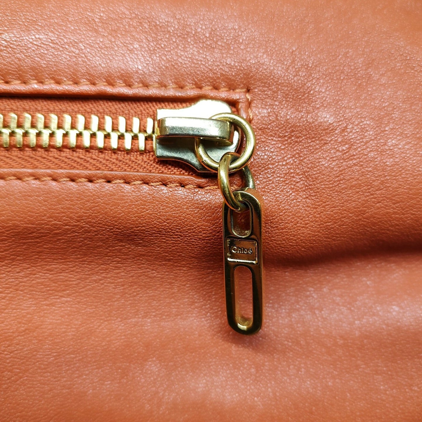 Chloe Leather Purse shoulder bag Orange Unisex Authentic Used