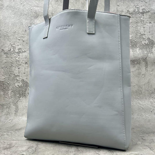 GIVENCHY Hand Bag Tote Purse PU Leather Gray Authentic