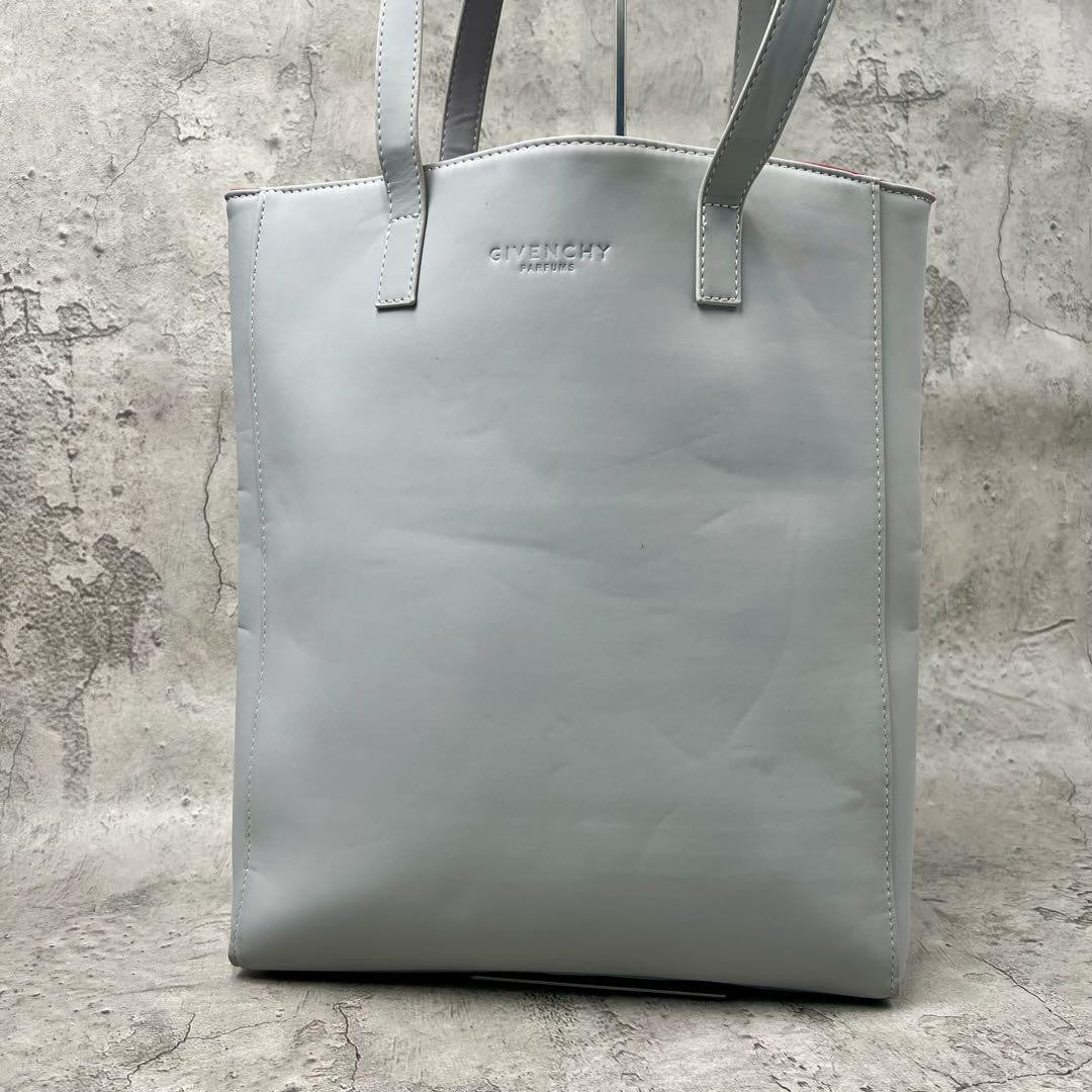 GIVENCHY Hand Bag Tote Purse PU Leather Gray Authentic