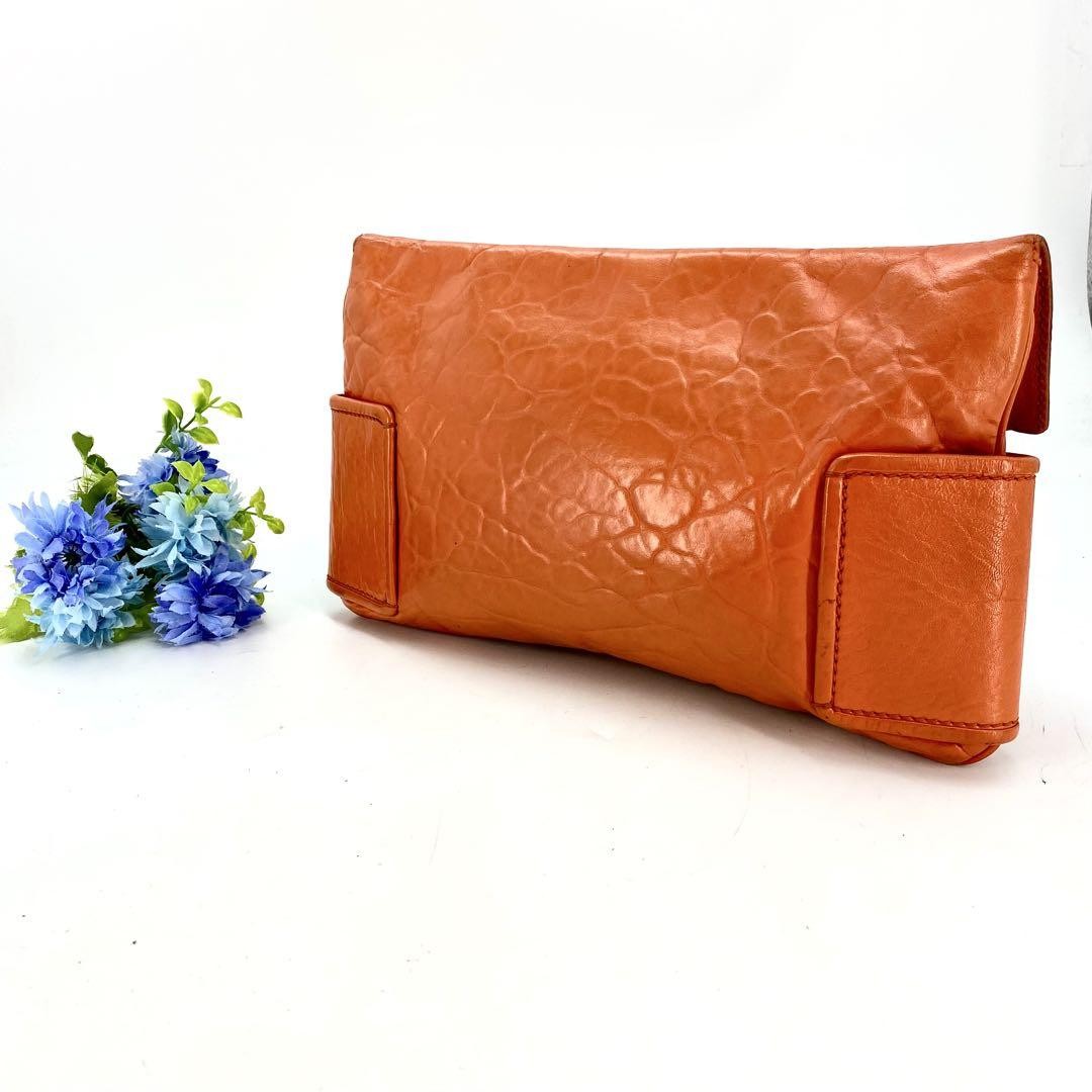 GIVENCHY Clutch Bag Second Bag 4G Leather Orange Authentic