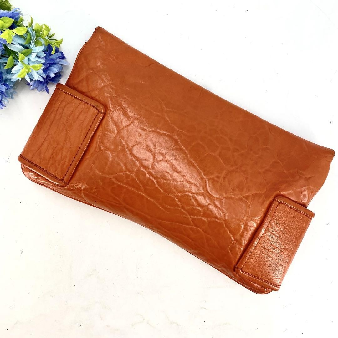 GIVENCHY Clutch Bag Second Bag 4G Leather Orange Authentic