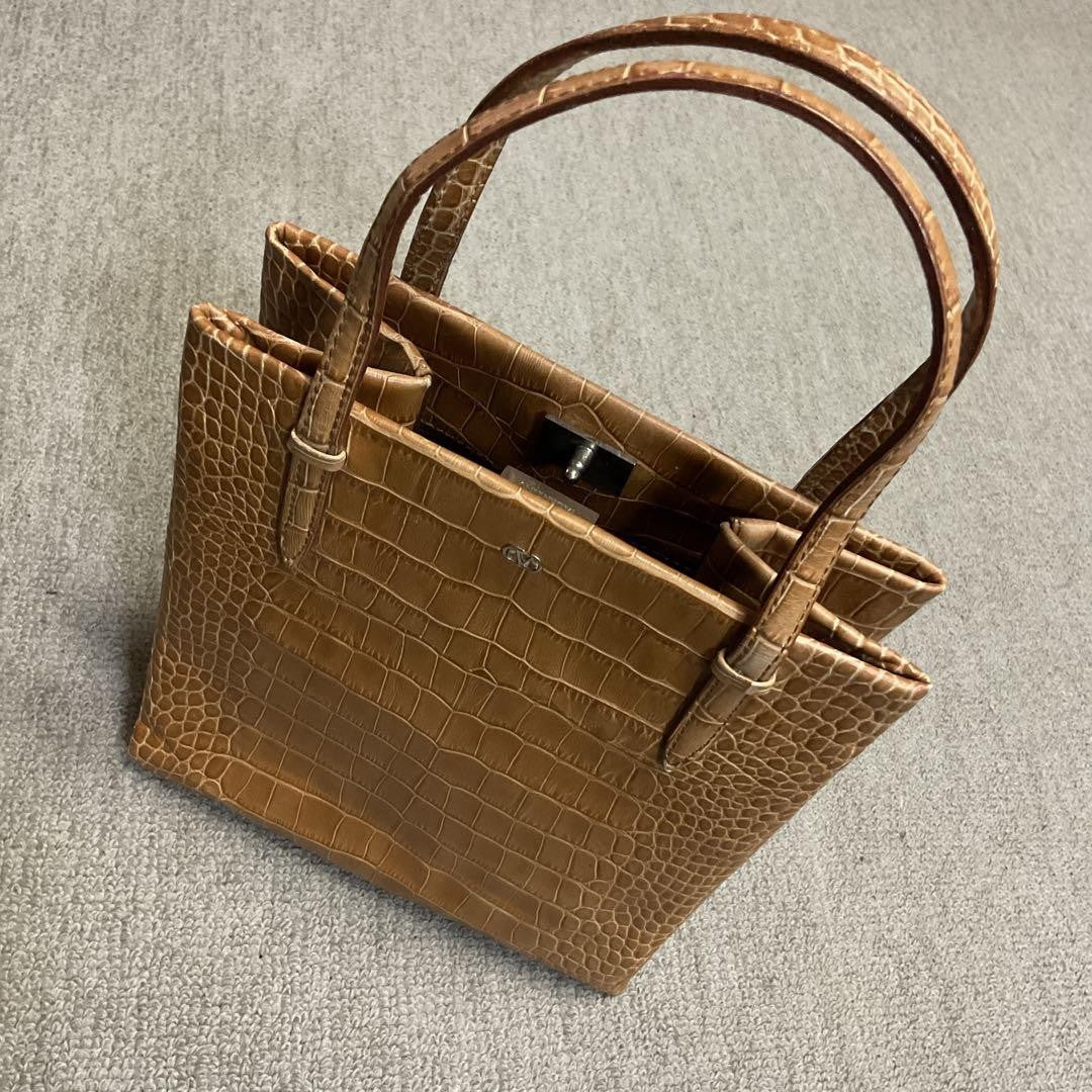 Valentino Mini Hand Bag Tote Purse Logo Camel Authentic