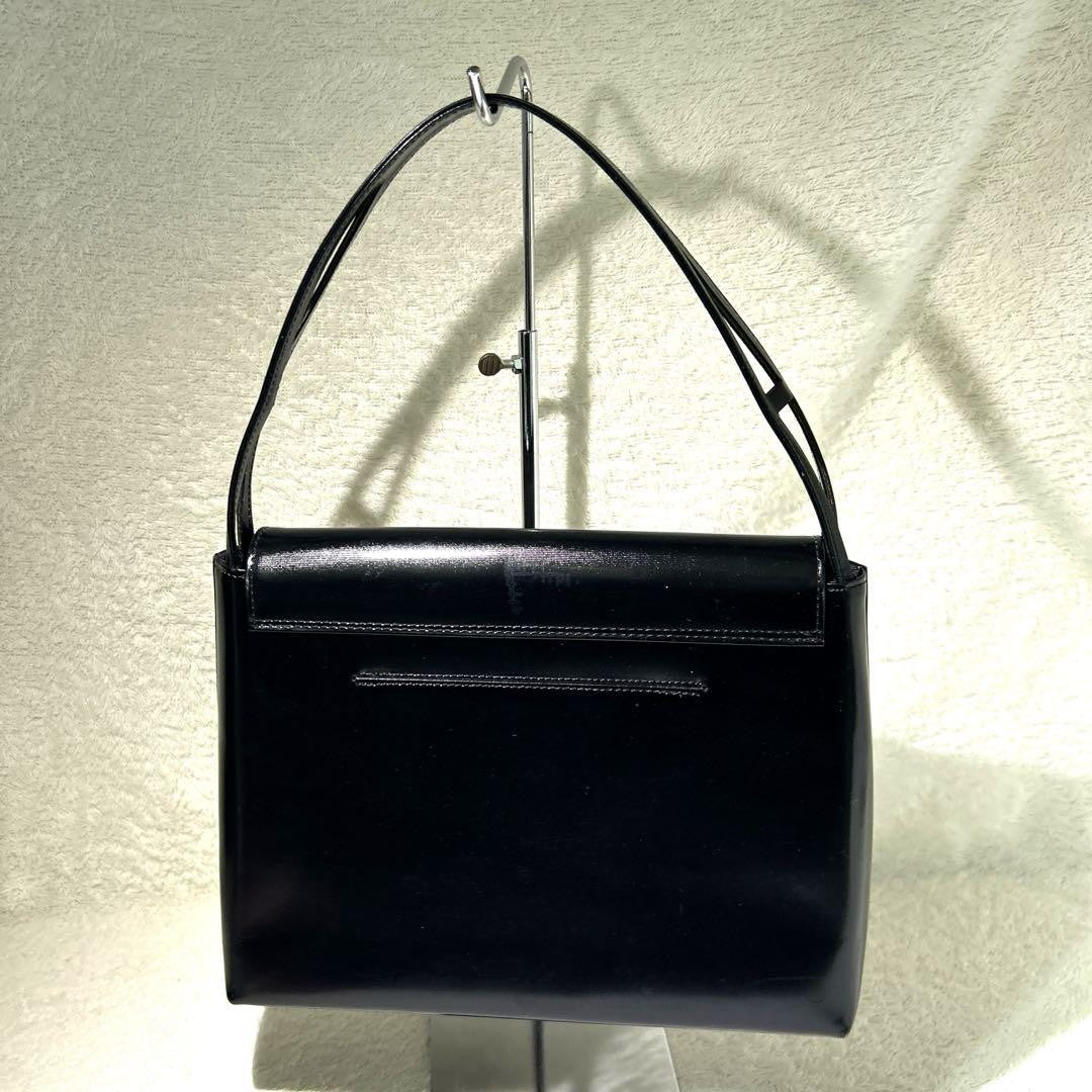 GIVENCHY Hand Bag Purse Leather with logo Authentic Black Used Women's