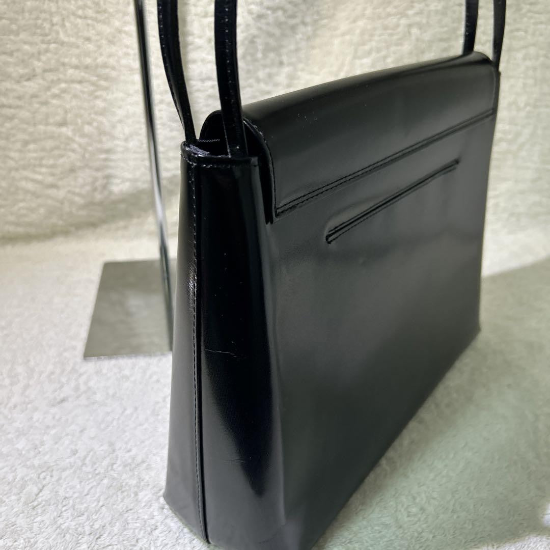 GIVENCHY Hand Bag Purse Leather with logo Authentic Black Used Women's