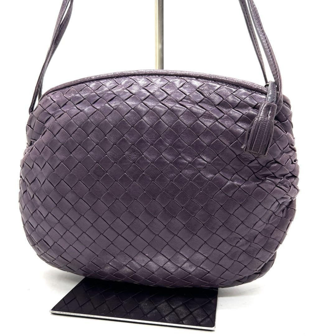 BOTTEGA VENETA Shoulder Bag Purse Intrecciato Leather Purple Authentic