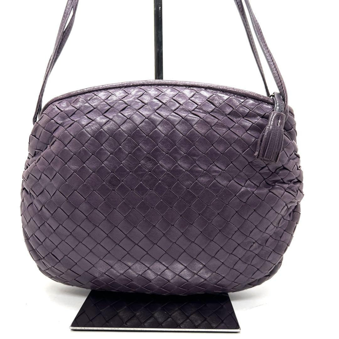 BOTTEGA VENETA Shoulder Bag Purse Intrecciato Leather Purple Authentic