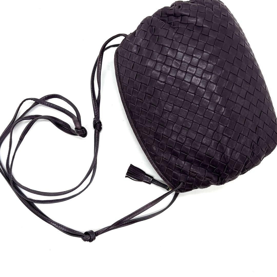 BOTTEGA VENETA Shoulder Bag Purse Intrecciato Leather Purple Authentic