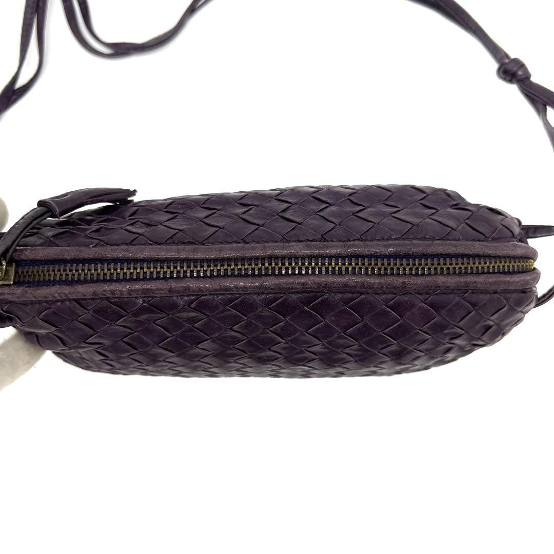 BOTTEGA VENETA Shoulder Bag Purse Intrecciato Leather Purple Authentic