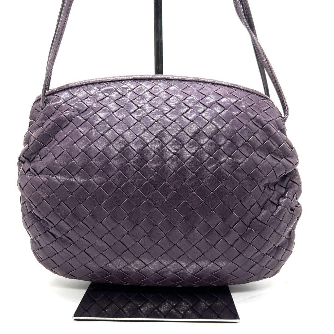 BOTTEGA VENETA Shoulder Bag Purse Intrecciato Leather Purple Authentic