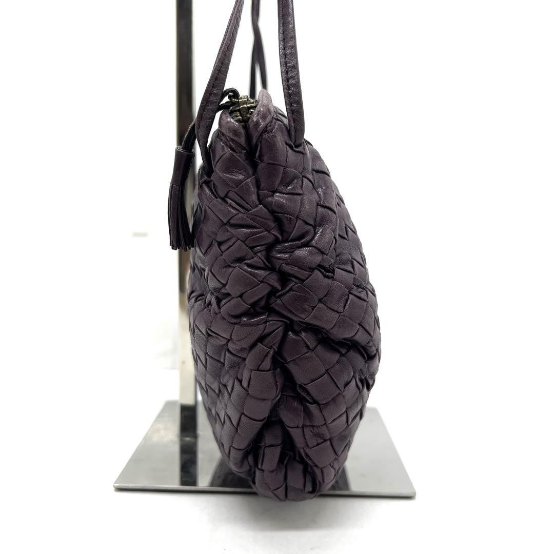 BOTTEGA VENETA Shoulder Bag Purse Intrecciato Leather Purple Authentic