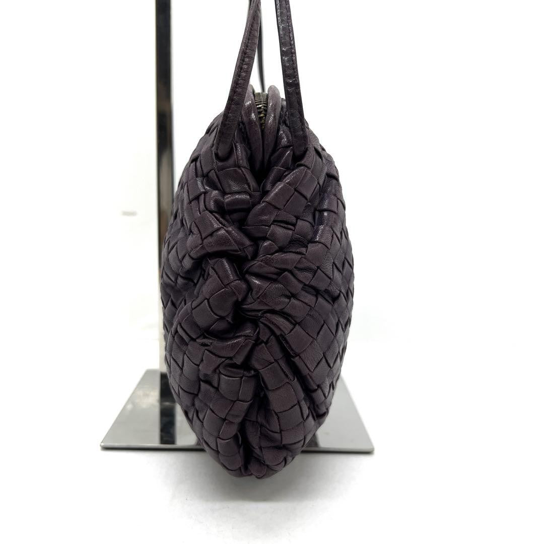 BOTTEGA VENETA Shoulder Bag Purse Intrecciato Leather Purple Authentic