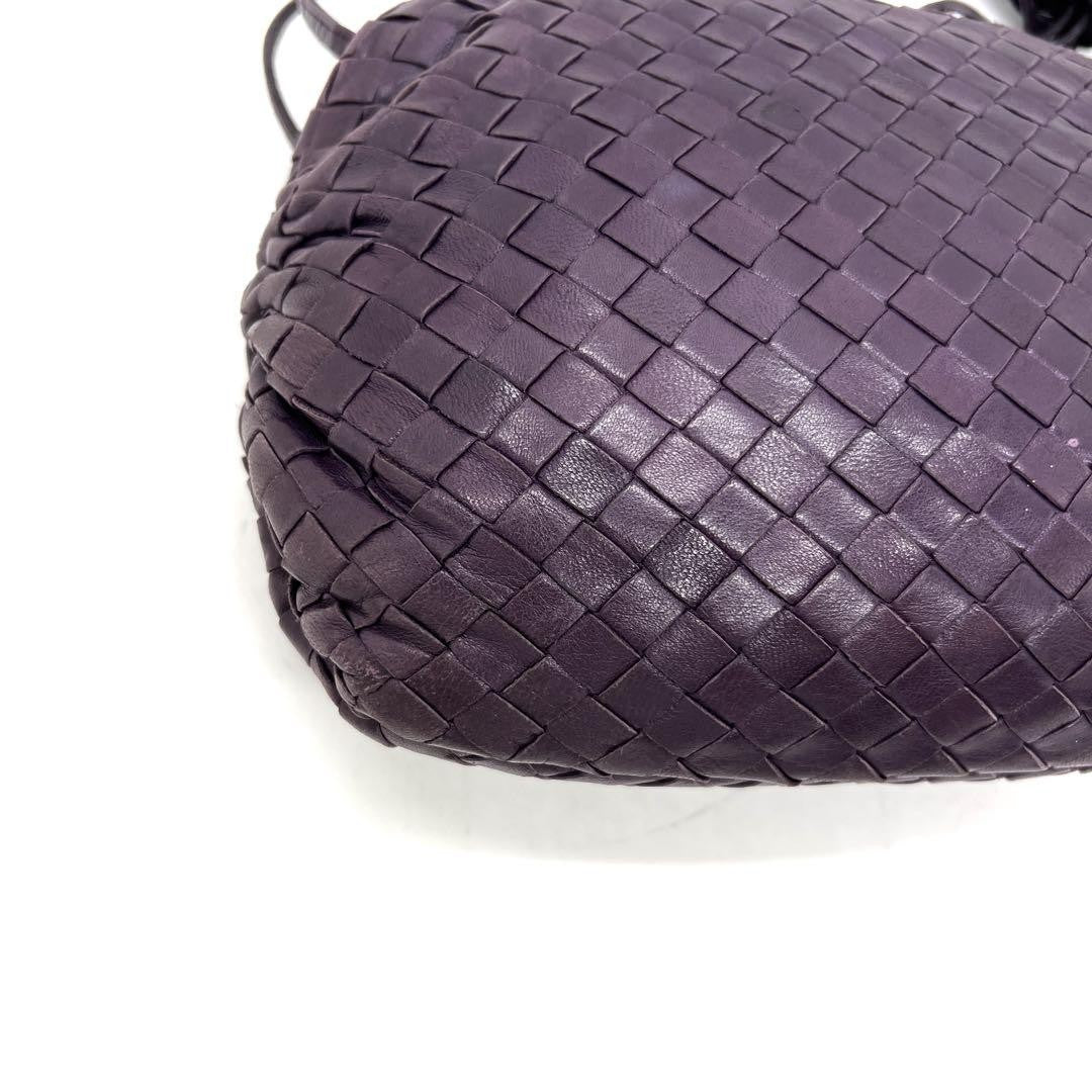BOTTEGA VENETA Shoulder Bag Purse Intrecciato Leather Purple Authentic