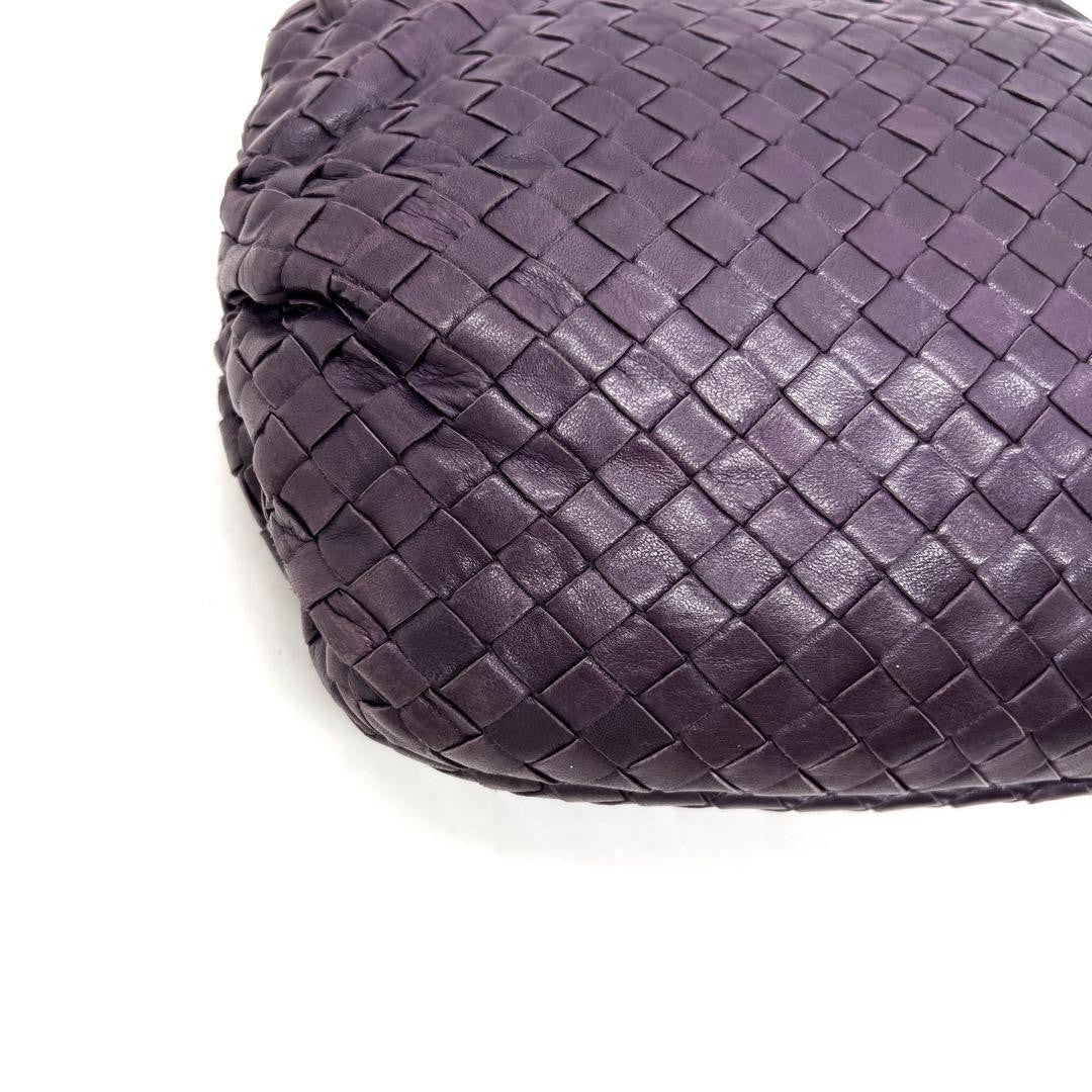 BOTTEGA VENETA Shoulder Bag Purse Intrecciato Leather Purple Authentic