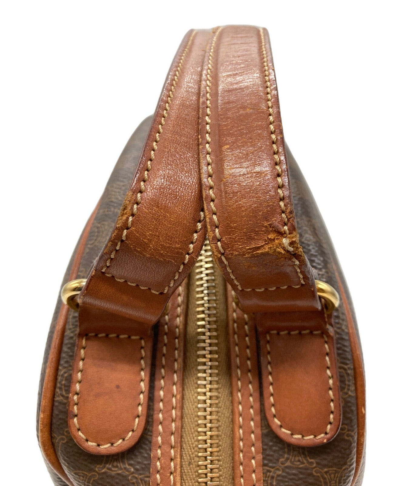 CELINE Hand Bag Tote Purse Macadam Brown Authentic