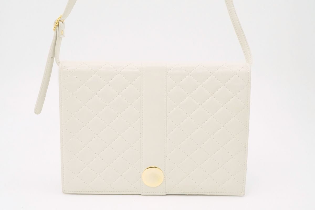 Saint Laurent Shoulder Bag Purse 2way Quilting Leather White Authentic