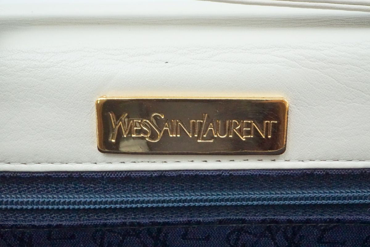 Saint Laurent Shoulder Bag Purse 2way Quilting Leather White Authentic