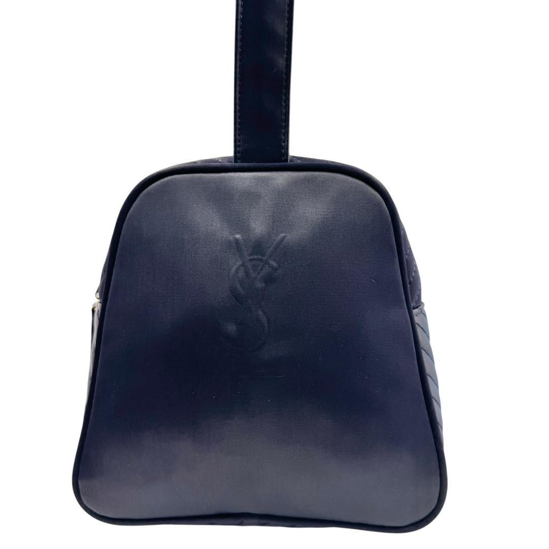 Saint Laurent Hand Bag Tote Purse YSL Cassandra Nylon Navy Authentic