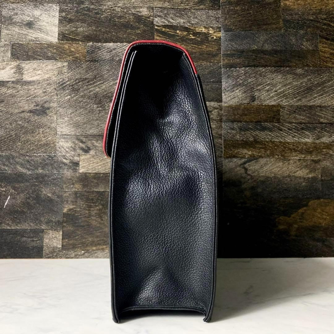 Saint Laurent Hand Bag Tote Purse Leather Black Red Authentic
