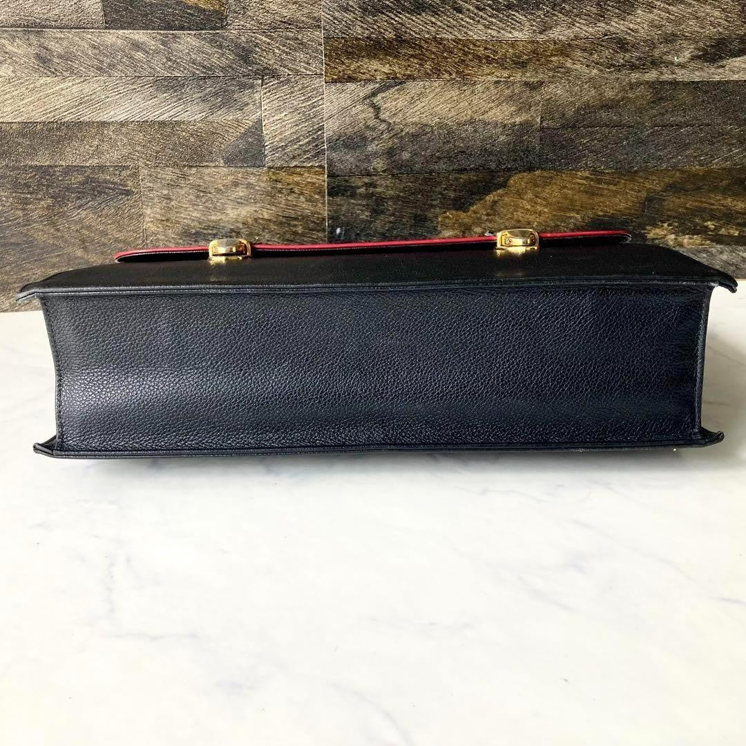 Saint Laurent Hand Bag Tote Purse Leather Black Red Authentic