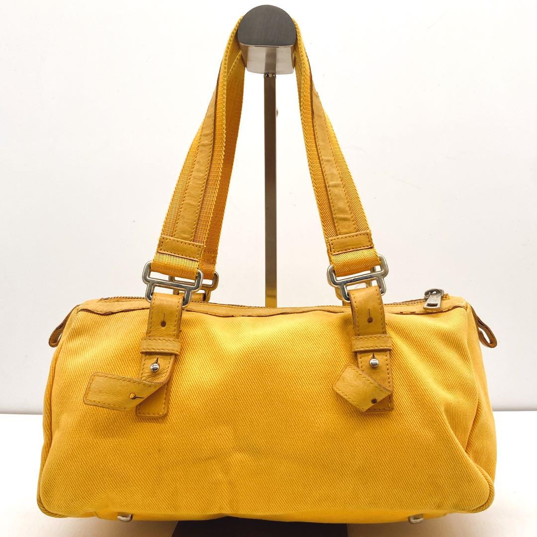 Saint Laurent Mini Boston Hand Bag Purse YSL Cassandra Canvas Leather Yellow