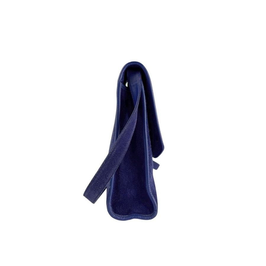 Saint Laurent Shoulder Bag Purse YSL Cassandra Suede Blue Authentic