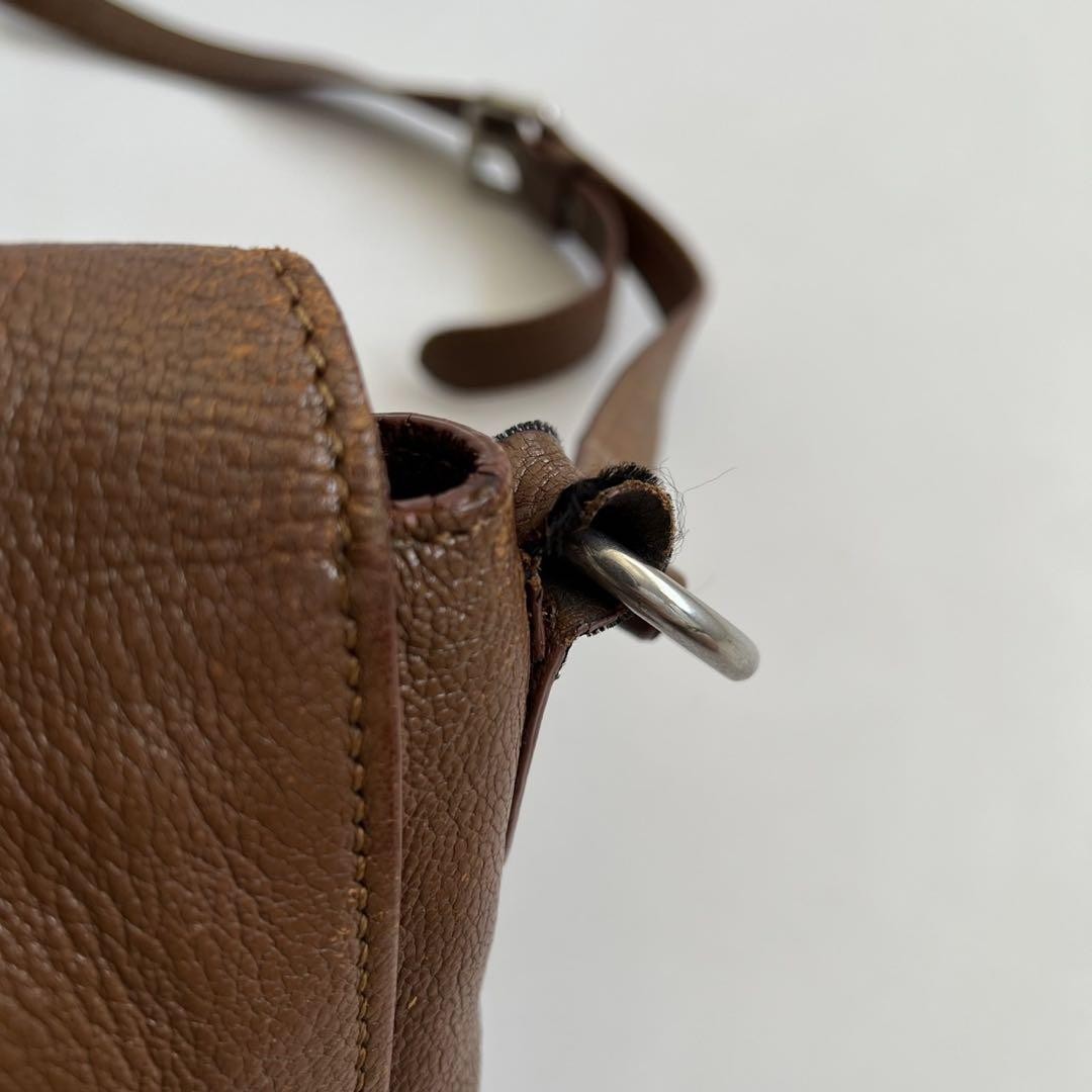 MIU MIU Shoulder Bag Purse Logo Leather Brown Authentic