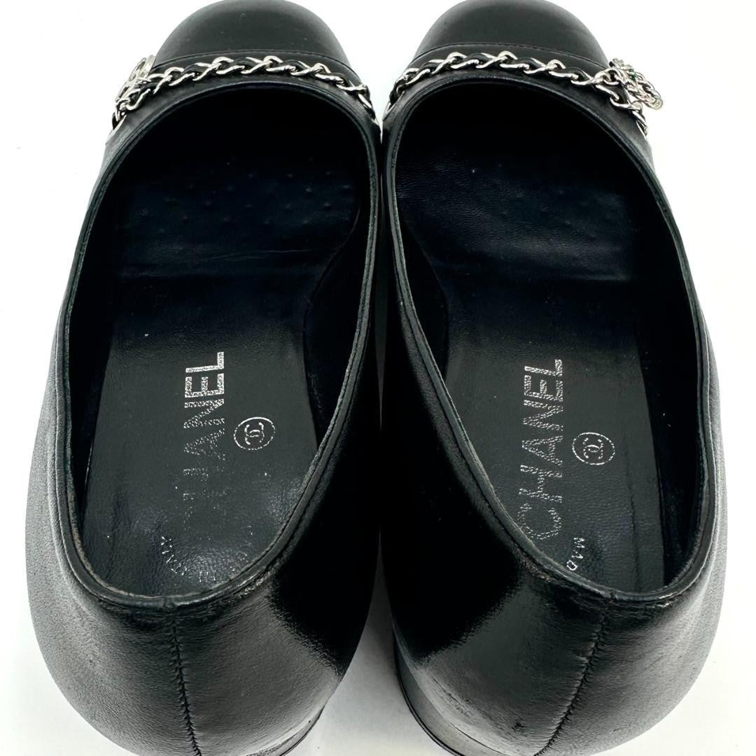 CHANEL Shoes Pumps Heel Cocomark EU 36.0 US 6.0 Leather Black Authentic