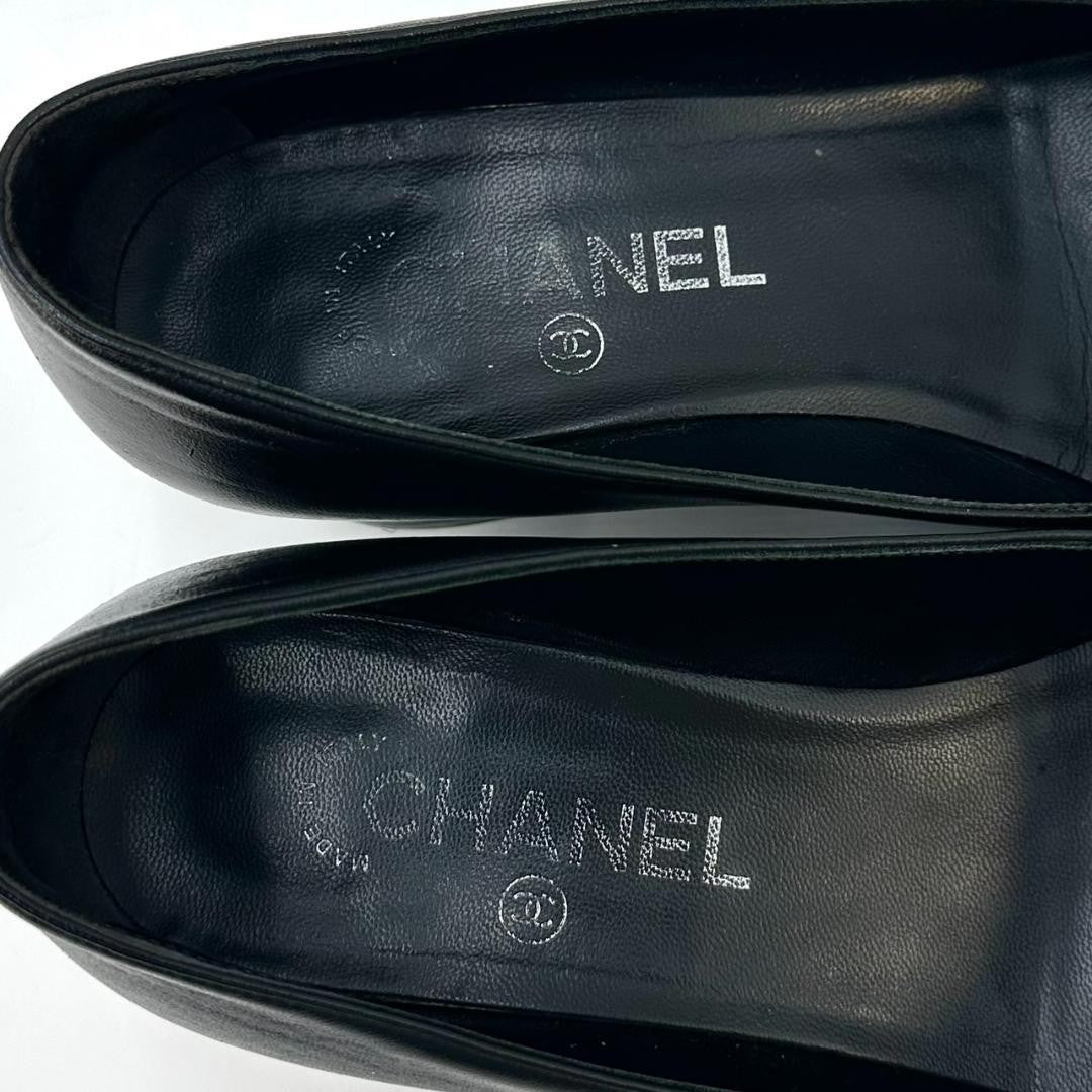CHANEL Shoes Pumps Heel Cocomark EU 36.0 US 6.0 Leather Black Authentic