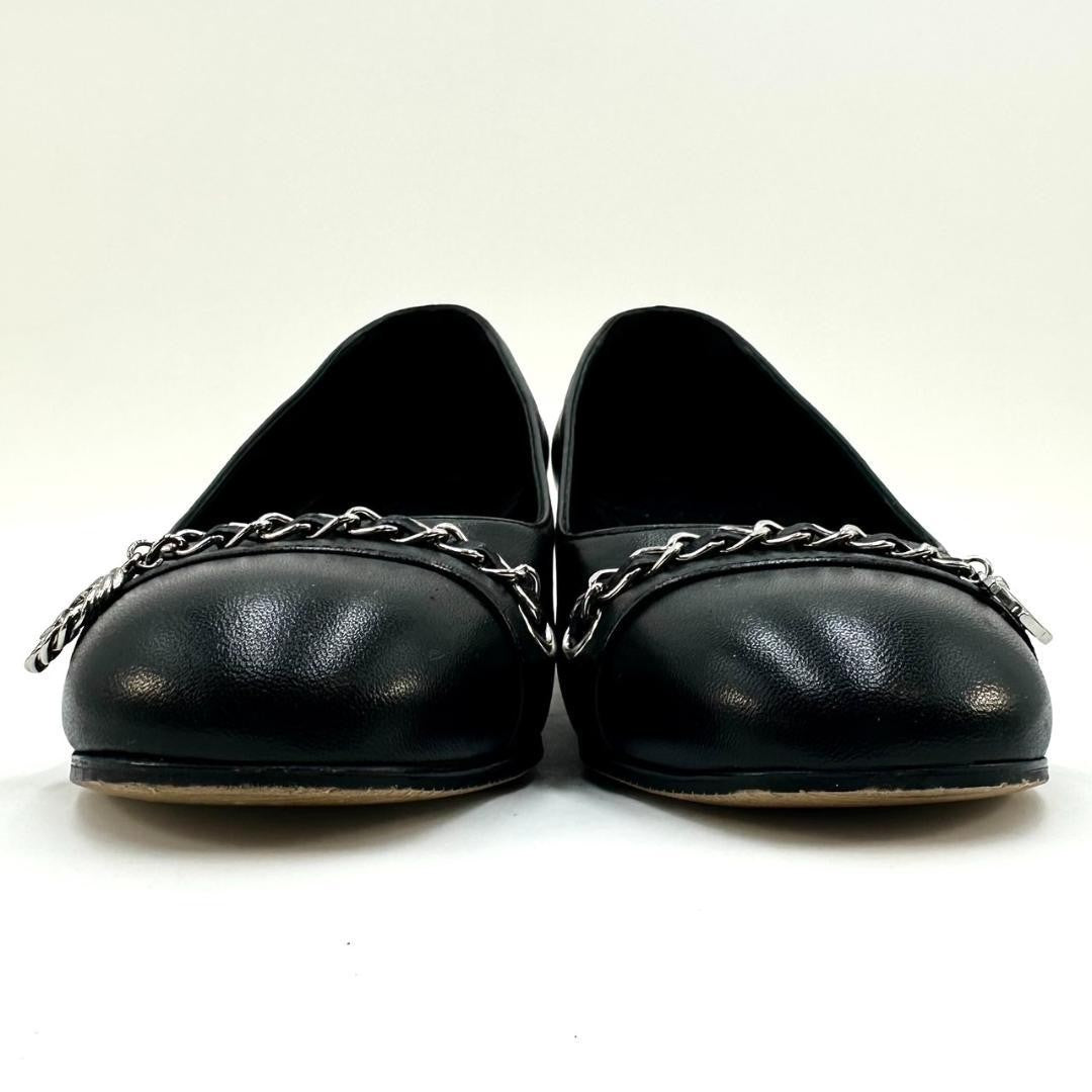 CHANEL Shoes Pumps Heel Cocomark EU 36.0 US 6.0 Leather Black Authentic