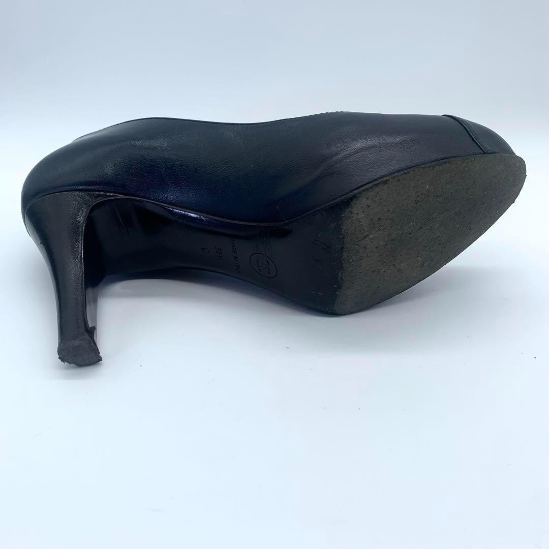 CHANEL Shoes Pumps Heel Cocomark EU 36.5 US 6.5 Black Authentic