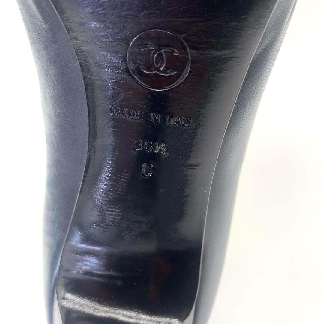 CHANEL Shoes Pumps Heel Cocomark EU 36.5 US 6.5 Black Authentic