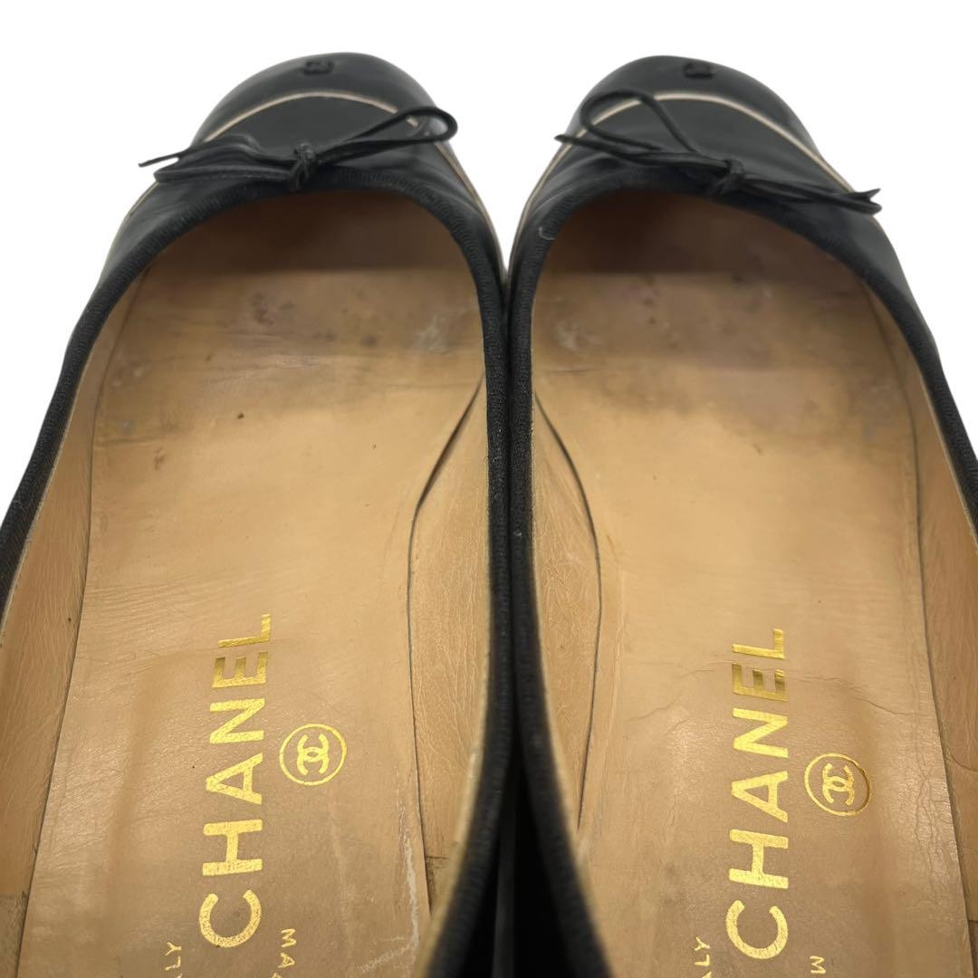 CHANEL Shoes Pumps Heel Cocomark EU 36.5 US 6.5 Patent Leather Black Authentic