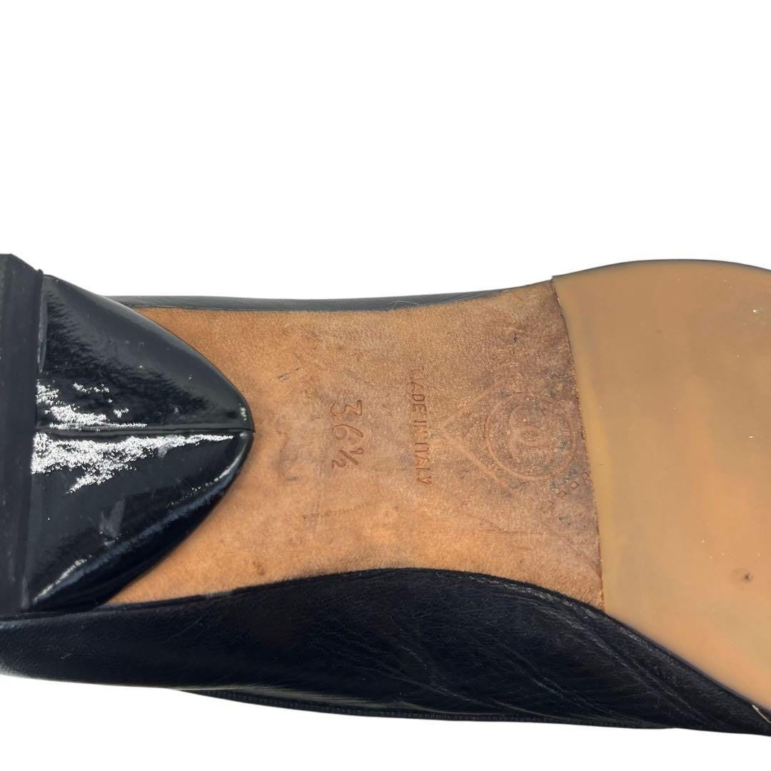 CHANEL Shoes Pumps Heel Cocomark EU 36.5 US 6.5 Patent Leather Black Authentic