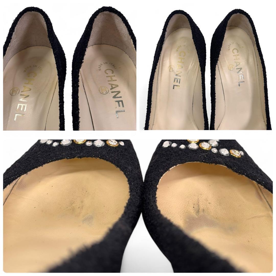 CHANEL Shoes Pumps Heel Cocomark EU 37 US 7 Black Authentic
