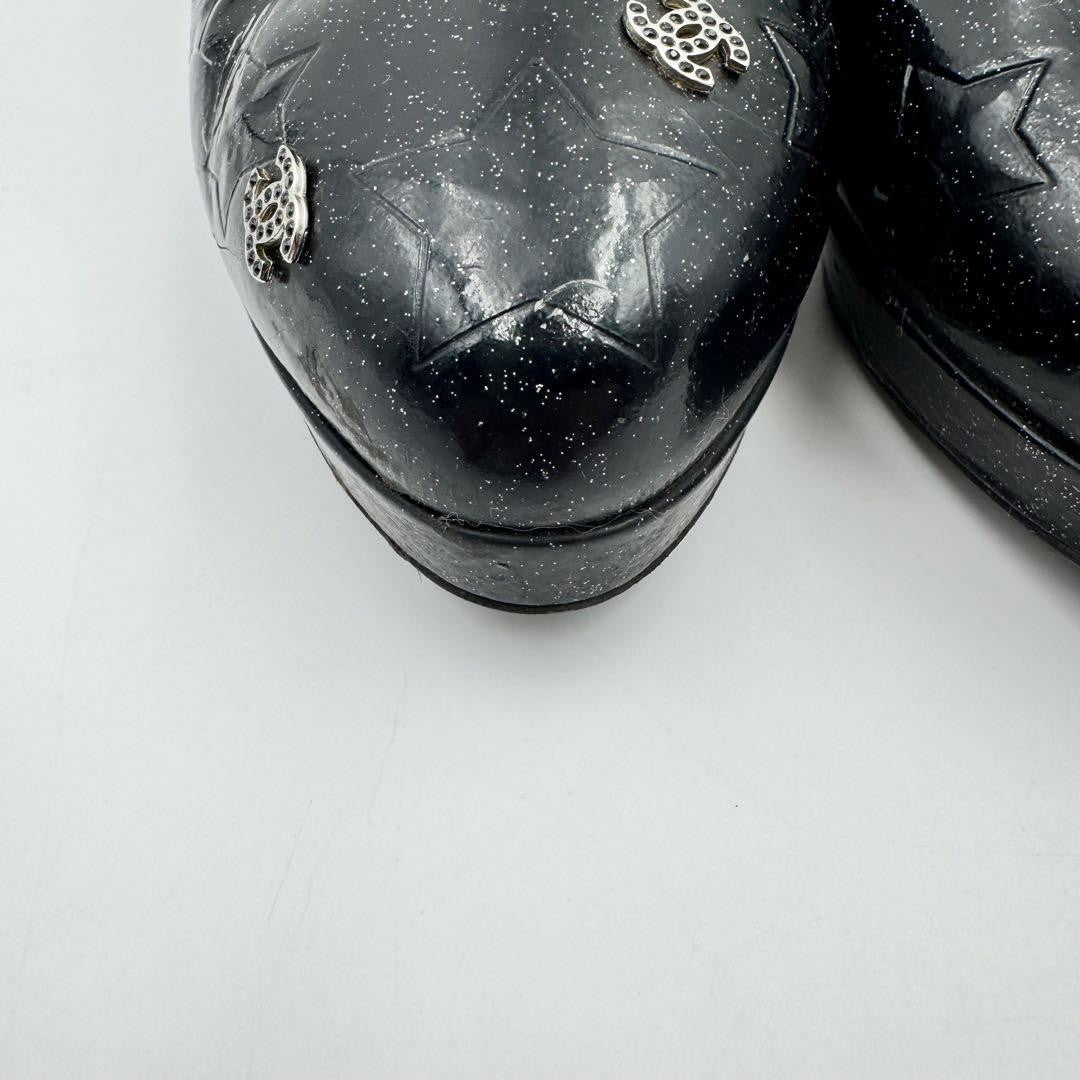 CHANEL Shoes Pumps Heel Cocomark EU 38.5 US 8.5 Patent Leather Black Authentic