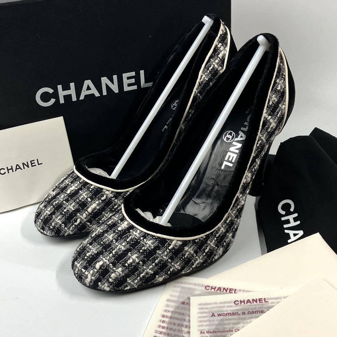CHANEL Shoes Pumps Heel EU 36.5 US 6.5 Black Authentic