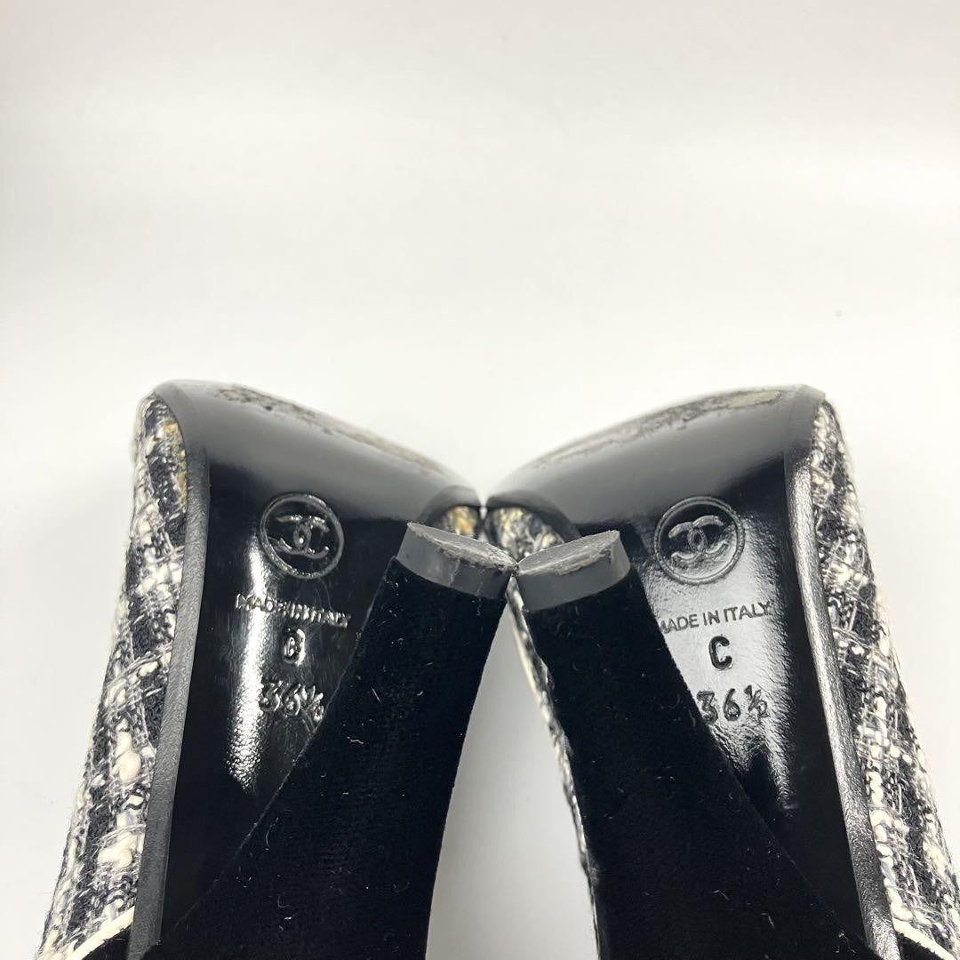 CHANEL Shoes Pumps Heel EU 36.5 US 6.5 Black Authentic