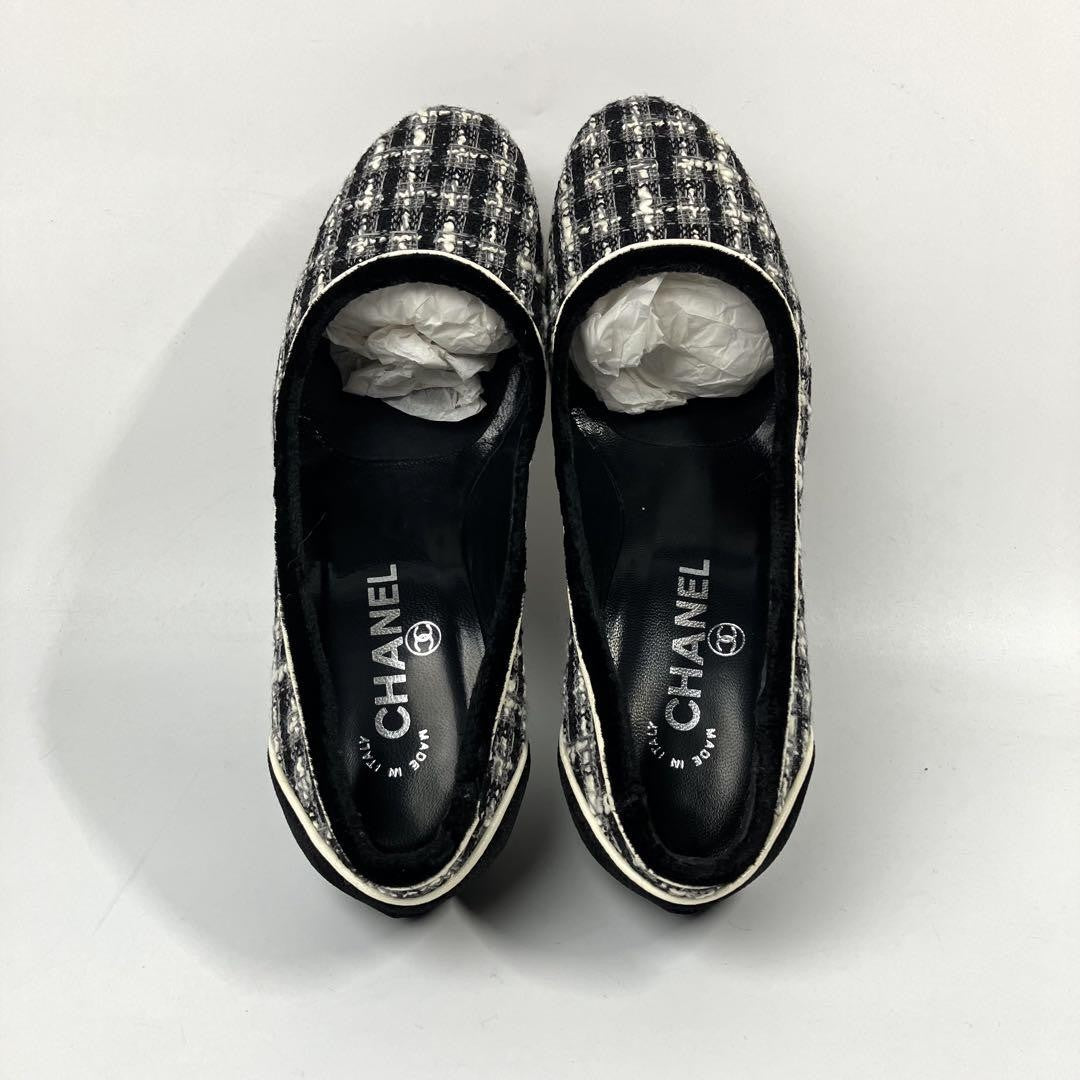 CHANEL Shoes Pumps Heel EU 36.5 US 6.5 Black Authentic