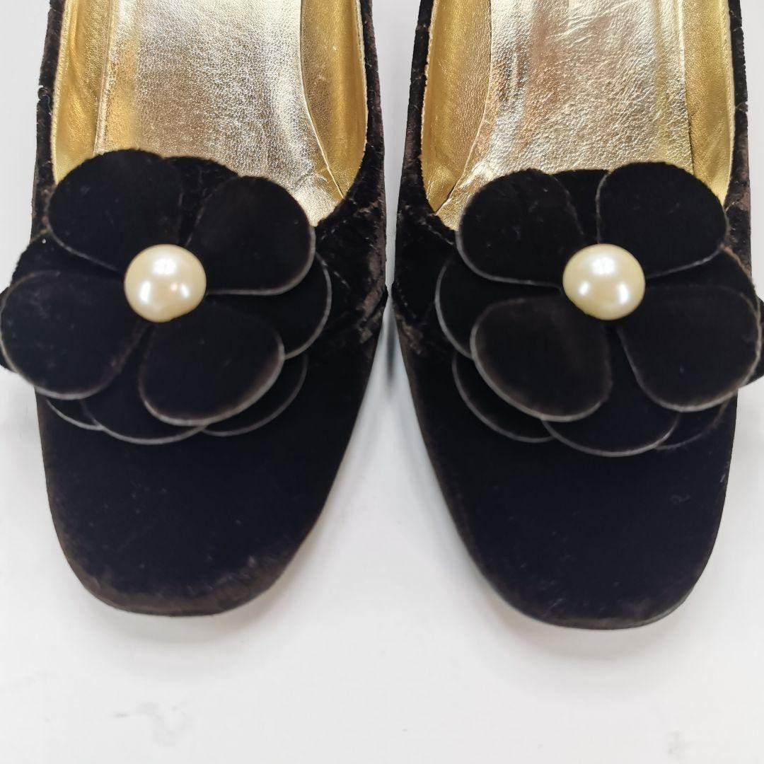 CHANEL Shoes Pumps Heel EU 36.5 US 6.5 Dark Brown Authentic