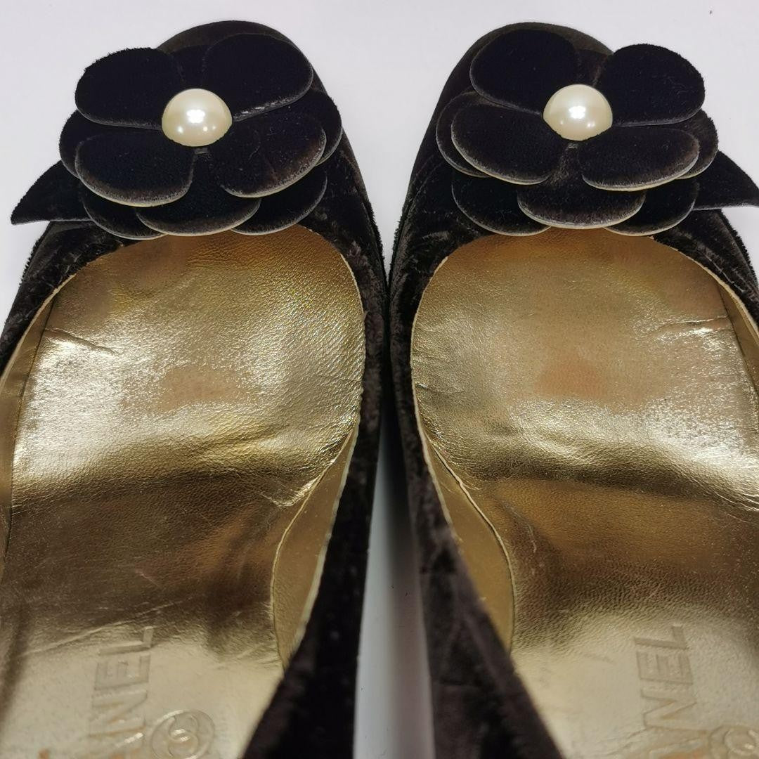 CHANEL Shoes Pumps Heel EU 36.5 US 6.5 Dark Brown Authentic