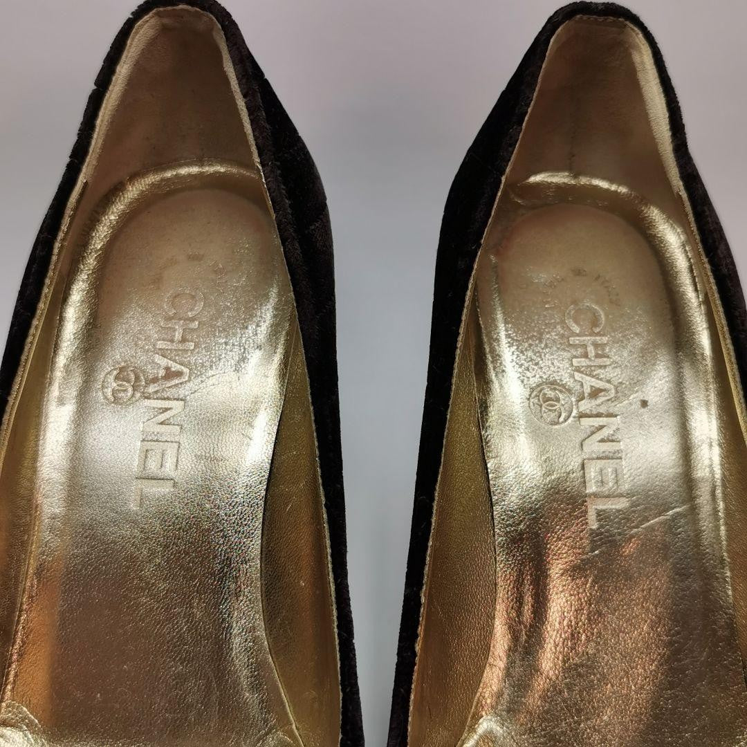 CHANEL Shoes Pumps Heel EU 36.5 US 6.5 Dark Brown Authentic