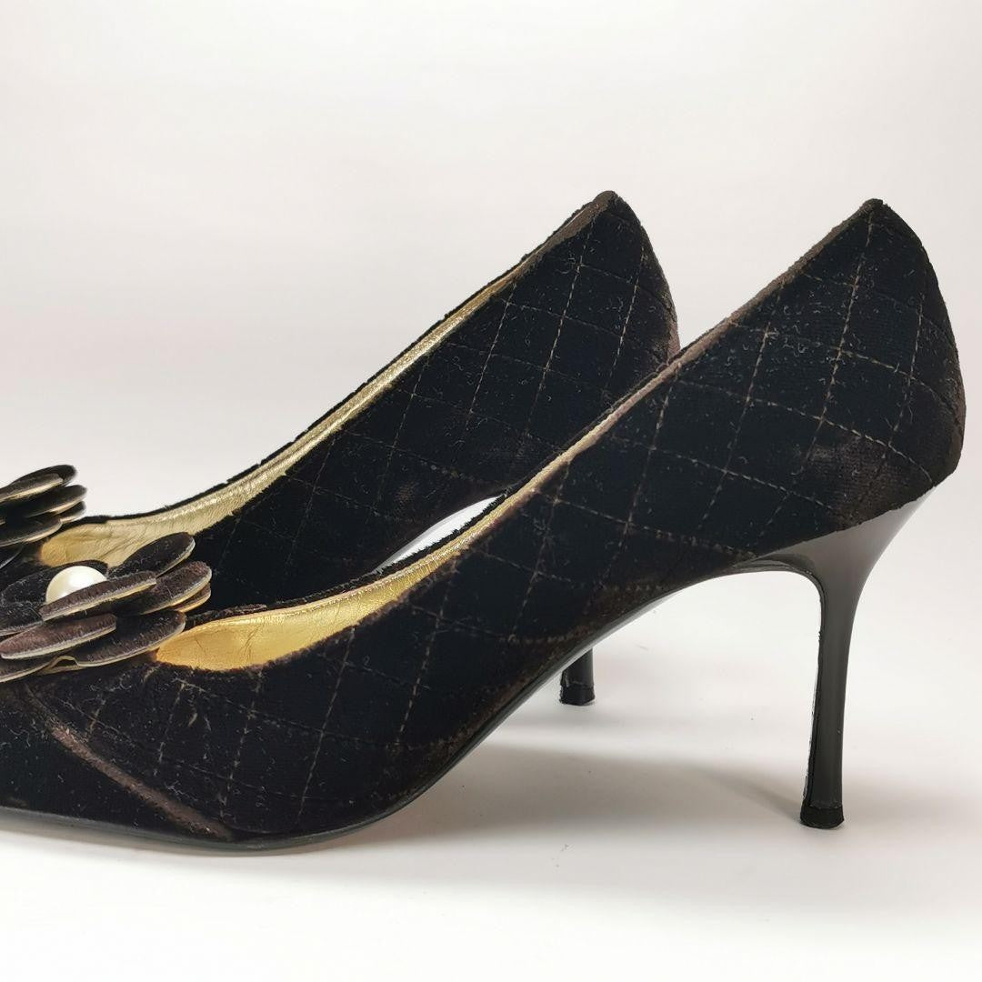 CHANEL Shoes Pumps Heel EU 36.5 US 6.5 Dark Brown Authentic