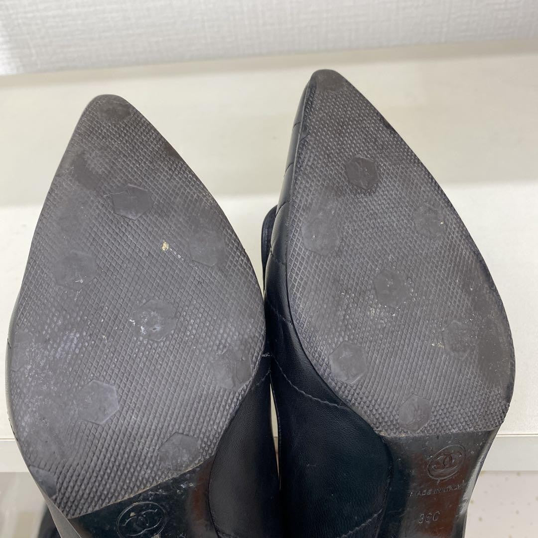 CHANEL Shoes Pumps Heel Cocomark EU 36.0 US 6.0 Black Authentic